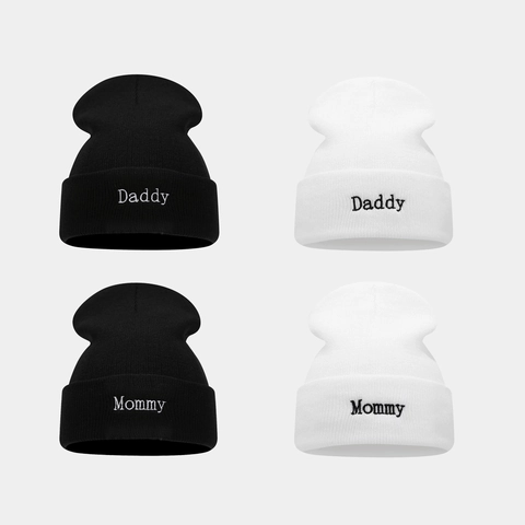 Daddy Mommy Geborduurde Beanie Muts Acryl Gebreid Met Omslag Geribbeld Casual Winter Warm Voor Koppels Ouders