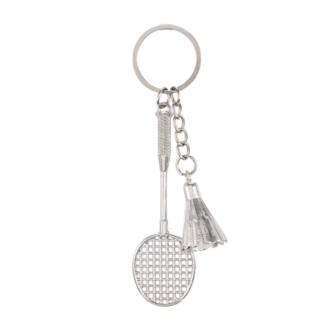 Portachiavi Racchetta Da Badminton E Volano Lega Di Zinco Metallo Tema Sportivo Mini Pendente Anello Borsa