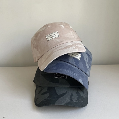 Cappello Camper Camuffamento Cotone Spandex Regolabile Cappello Baseball Aperto Ombrellone Streetwear Vintage Toppa Etichetta Lettera Top Morbido