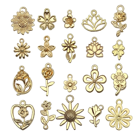 Ciondoli In Lega Di Fiori Girasole Rosa Loto Pendenti Per Creazione Di Gioielli Fai Da Te Collana Bracciale Accessori Artigianali