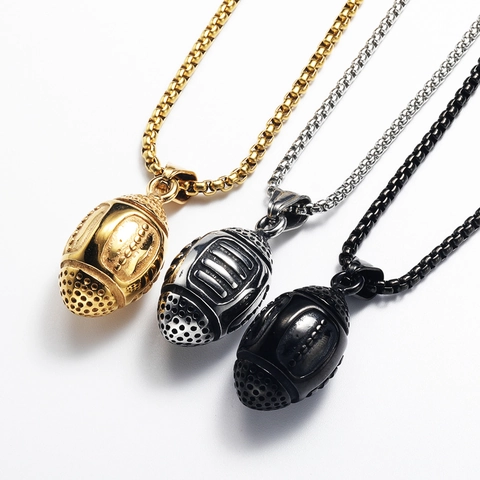 3D Amerikanischer Football Anhänger Halskette Edelstahl Rugby Ball Punk Streetwear Schmuck Für Männer