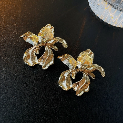 Alloy Blume Ohrstecker Mit 925 Sterling Silber Ohrstecker Unregelmäßige Goldene Florale Vintage Schmuck Für Frauen