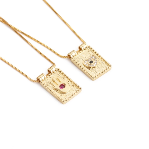 Hamsa Hand Boze Oog Hanger Ketting Verguld Koper Met Zirkoon Vintage Mode Sieraden Voor Vrouwen Elegant