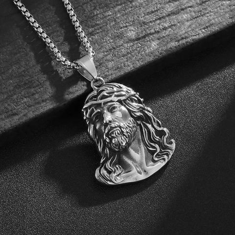Collar Con Colgante De Retrato De Jesús Acero Inoxidable Hip Hop Joyería Religiosa Para Hombres Pulido Chapado Oro 18K
