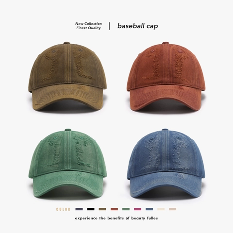 Distressed Washed Cotton Baseball Cap Vintage Retro American Style Adjustable Breathable Sun Hat For Men Women Unisex