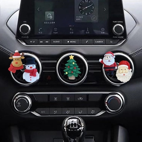 Christmas Car Air Vent Clip Freshener Silicone Santa Reindeer Snowman Tree Auto Interior Decoration Festive Holiday Accessory