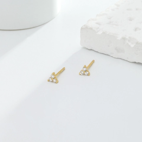 Triangle Stud Earrings 925 Sterling Silver Geometric Cluster Cubic Zirconia Minimalist Dainty Jewelry Women