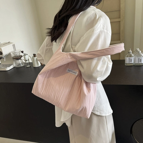 Hobo-Tasche Mit Großer Kapazität Plissierter Stoff Vertikale Textur Modische Schulter-Tote Für Damen
