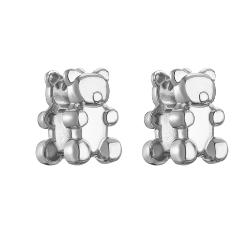 Cute Stereoscopic Bear Huggie Hoop Earrings Copper 18K Gold Plated Polished Animal Dangle Jewelry For Women
