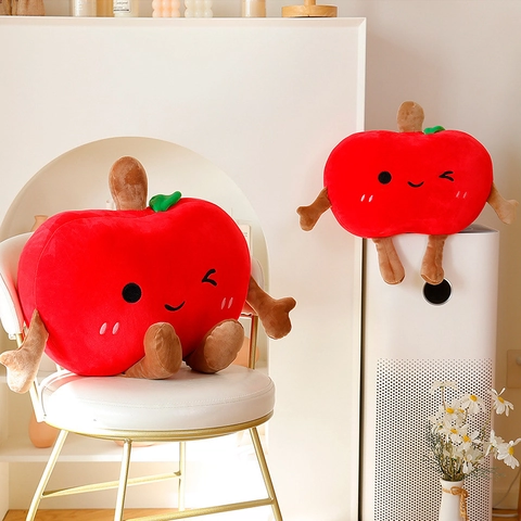 Mignon Jouet En Peluche Pomme Dessin Animé Douce Fruit Poupée Oreiller Rouge Coussin Confortable Décoration Maison Pour Enfants Filles Cadeau
