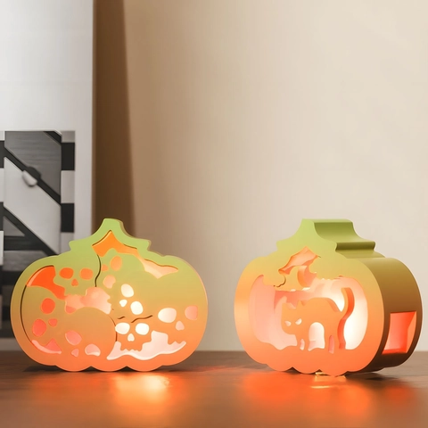 Halloween Pumpkin Silicone Mold Hollow Jack-O-Lantern Resin Casting Epoxy Crafting DIY Bat Skull Cat Festival Decor