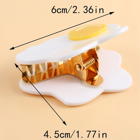 Molletta Per Capelli Uovo In Camicia Acetato Simpatica Fermaglio Uovo Al Tegamino Stile Francese Creativo Forma Cibo Donne