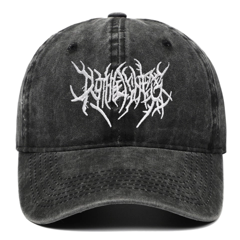 Casquette De Baseball Brodée Gothic Punk Coton Lavé Vintage Distressed Streetwear Hip Hop Dad Hat Réglable Unisexe