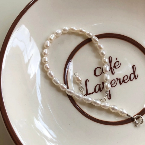 Freshwater Pearl Bracelet With 925 Sterling Silver Irregular Baroque Minimalist Vintage Style Jewelry For Women