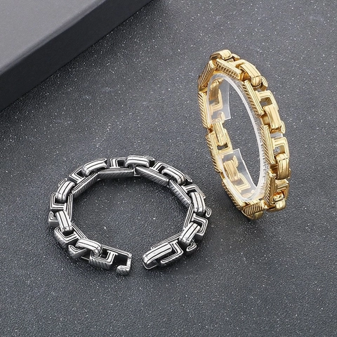 Bracciale A Catena Cubana Da Uomo Vintage Acciaio Inossidabile Stile Punk Industriale Gioielli Di Moda