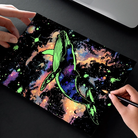 Noctilucent DIY Scratch Art Papier Kit Leuchten Im Dunkeln Karton Malerei Für Kinder Erwachsene Stressabbau Kreatives Geschenk