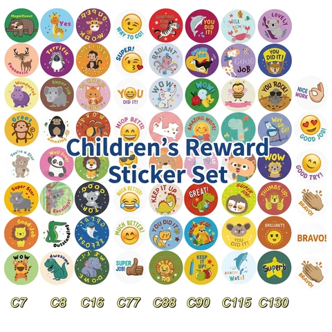 Belohnungsaufkleber Cartoon Tier Emoji Motivationssprüche Selbstklebendes Papier Für Kinder Lehrer Klassenzimmer Schule Etiketten