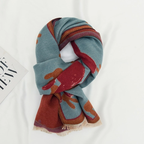 Sciarpa Invernale Bambini Calda Filato Core Spun Imitazione Cashmere Stampa Coniglio Cartone Animato Frange Per Ragazzi Ragazze