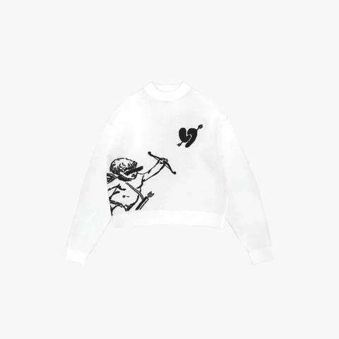 Maglione Da Donna Girocollo Manica Lunga Jacquard Cupido Cuore Maglia Y2K Top Casual Oversize