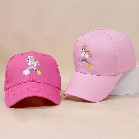 Kinder Mädchen Einhorn Regenbogen Stickerei Baseballkappe Verstellbare Outdoor Sonnenschutz Schirmmütze Sommer Casual Prinzessin Hut