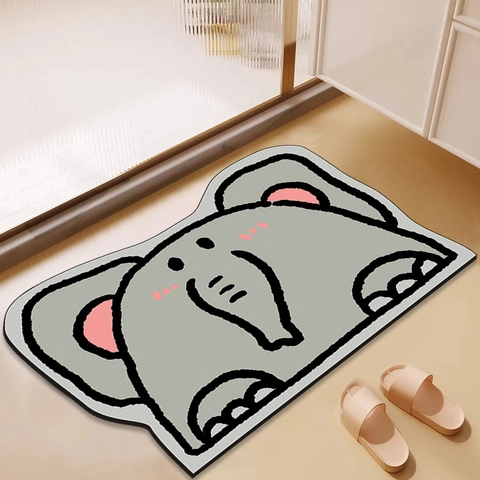 Tappetino Da Bagno Sagomato Animali Cartoni Animati Diatomite Asciugatura Rapida Assorbente Antiscivolo Soffice