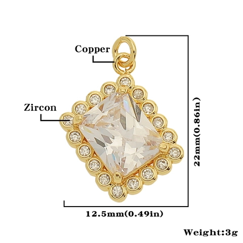 Pendentif Rectangulaire En Zircon Cuivre Plaqué Or Coloré Micro Pavé Pour La Fabrication De Bijoux DIY Colliers Bracelets Boucles D'oreilles