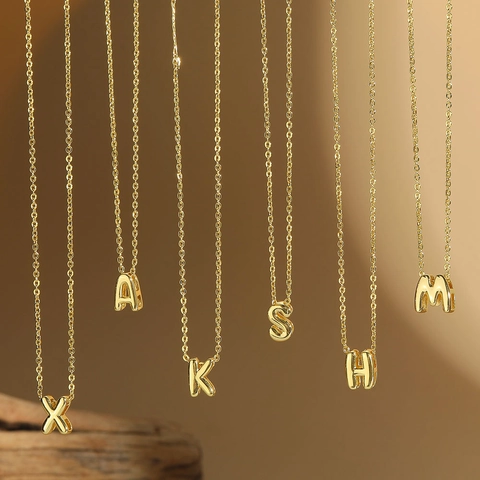 Buchstaben Anhänger Halskette Minimalistisch Poliertes Kupfer Initial Alphabet Schlüsselbein Schmuck Frauen Geschenk