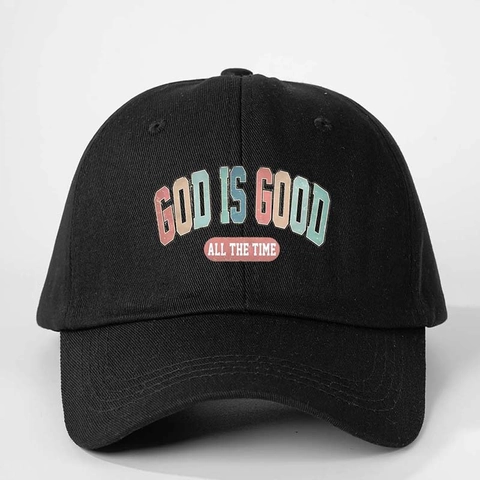 Casquette De Baseball Imprimé God Is Good Réglable Respirante Visière Courbée Protection Solaire Chapeau Décontracté Hommes Femmes