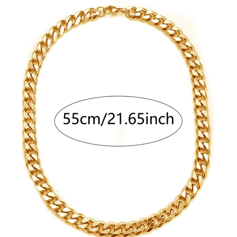 Stainless Steel Cuban Link Necklace Hip Hop Geometric Polished Gold Silver Color Minimalist Fashion Jewelry Women