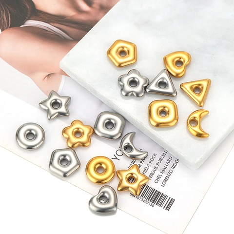 Colgantes De Acero Inoxidable Cuentas Espaciadoras Geométricas Para Fabricación De Joyas DIY Formas Luna Estrella Corazón