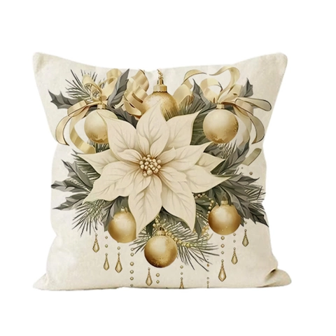 Weihnachten Kissenbezug Leinen Aquarell Druck Kissenhülle Quadratisch Haus Sofa Feiertag Dekoration Vintage Festlich
