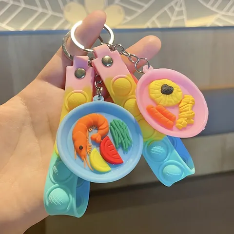 Μπρελόκ Προσομοίωσης Φαγητού PVC Σιλικόνη Pop It Παιχνίδι Ανακούφισης Άγχους Κρεμαστό Τσάντας Λουράκι Gradient