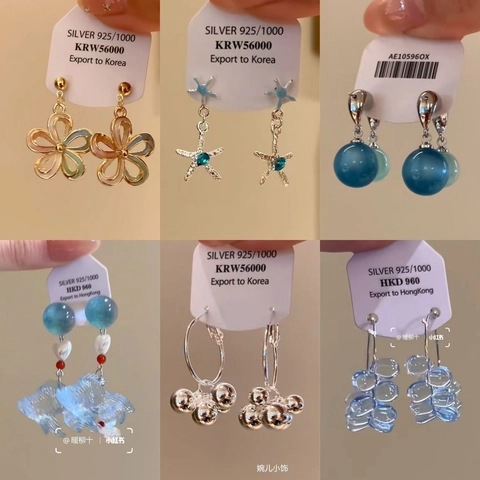 Pendientes Colgantes Con Poste De Plata De Ley 925 Aleación Esmalte Perla Artificial De Imitación Flor Estrella De Mar Pez Dorado Joyería Para Mujeres