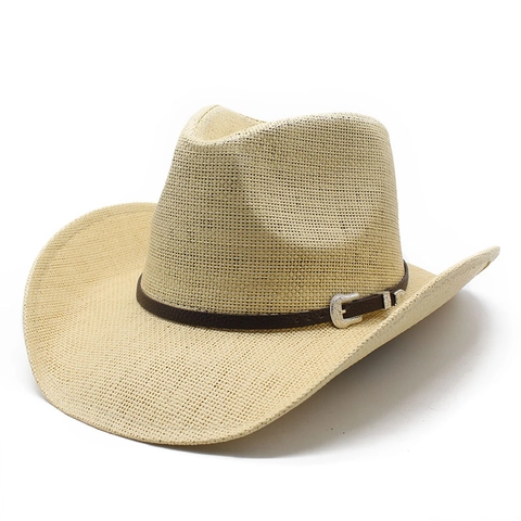 Cappello Da Cowboy In Paglia Vintage Carta Intrecciata Protezione Solare Estate Spiaggia Traspirante Per Uomini Donne Con Fibbia