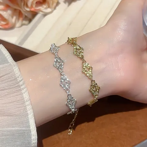 Bracciale A Catena Con Cuore Cavo Lega Vintage Filigrana Elegante Regolabile Gioielli Da Polso In Metallo Per Donna