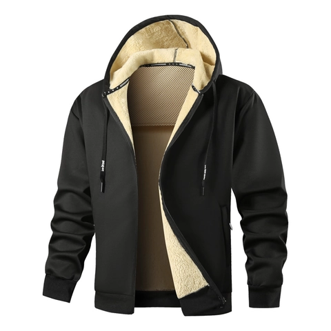 Herren Fleece Gefütterte Kapuzenjacke Winter Warme Sherpa Gefütterte Full Zip Sweatshirt Dicke Lässige Oberbekleidung