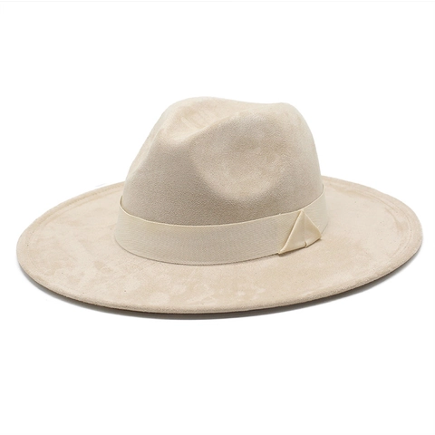 Wide Brim Suede Fedora Hat Western Cowboy Vintage Retro Sun Protection Unisex Jazz Style