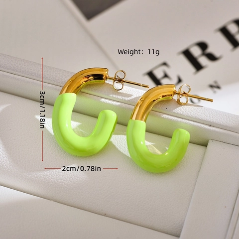 U-Förmige Edelstahl Ohrringe Emaille Tropföl Vergoldet Geometrisch Minimalistisch Elegant Schmuck Für Damen