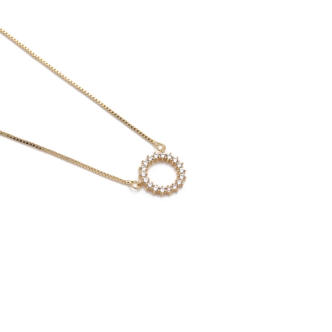 Collana Con Pendente Sole E Tondo In Rame Placcato Oro Con Zirconia Cubica Catena Box Gioielli Per Donna