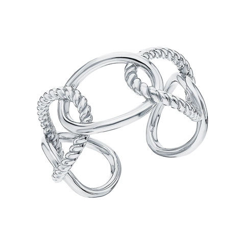 925 Sterlingsilber Ineinandergreifende Kreisförmige Geometrische Offene Ring Gedrehte Seilstruktur Verstellbare Mode Ring Damen Schmuck