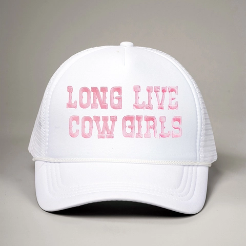 Cappello Trucker Long Live Cow Girls Maglia Poliestere Traspirante Regolabile Retro Americano Snapback