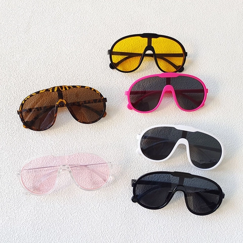 Kids Sunglasses Retro Oversized Shield Goggles UV Protection PC Frame Resin Lens For Boys Girls Outdoor Sports Cycling