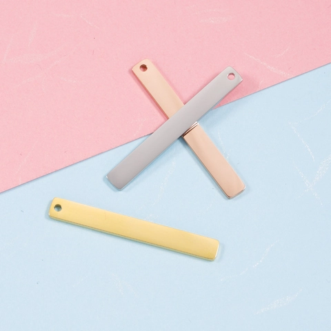 Rectangle Bar Pendants 304 Stainless Steel Blank Metal Tags For DIY Jewelry Making Mirror Polished Engravable