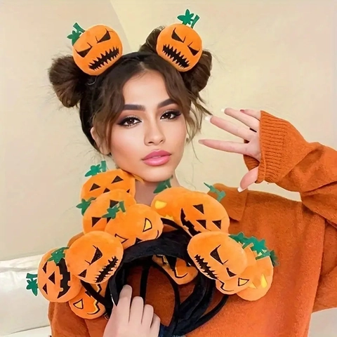 Cerchietto Zucca Halloween Carino Peluche Jack-O-Lantern Per Festa Cosplay Accessori Per Capelli