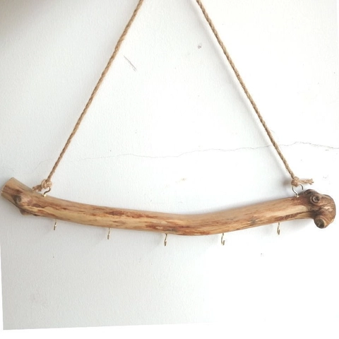 Organisateur Mural En Bois Flotté Avec Crochets Métalliques Pour Bijoux Et Clés Présentoir Rustique En Branche Naturelle