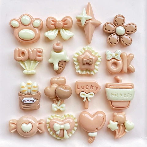 Mini Resin Charms DIY Accessories Flatback Cabochons For Hairclips Earrings Phone Case Decor Cartoon Food Balloon Shapes