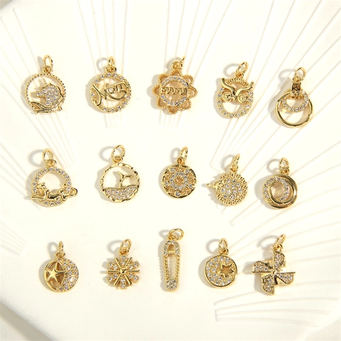 Ciondoli In Rame Con Intarsio In Zircone Placcato Oro Rodio Per Creazione Gioielli Fai Da Te Lettere MAMA Mom Forme Di Animali Pendenti Moda