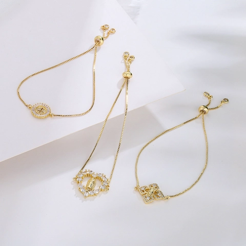 Maagd Maria Kruis Hart Hanger Armband Koper Verguld Zirkoon Verstelbare Box Ketting Sieraden Voor Vrouwen