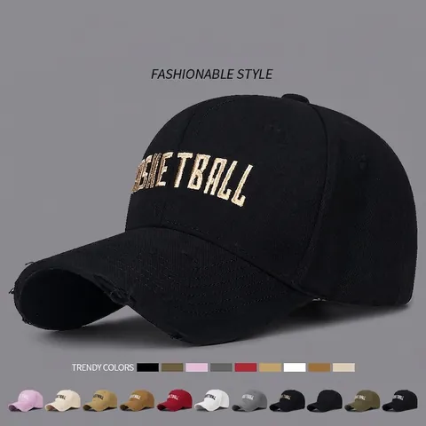 Cappellino Da Baseball In Cotone Consumato Lettera Ricamata Visiera Strappata Cappello Da Sole Vintage Regolabile Unisex Casual Sport