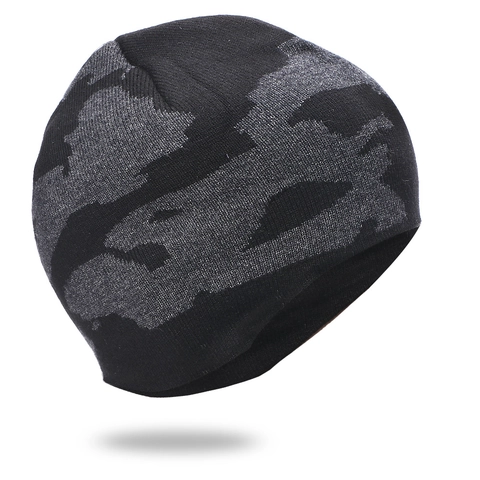 Winter Strickmütze Für Herren Camouflage Warm Winddicht Totenkopfkappe Mit Ohrenschutz Zum Skifahren Radfahren Acryl